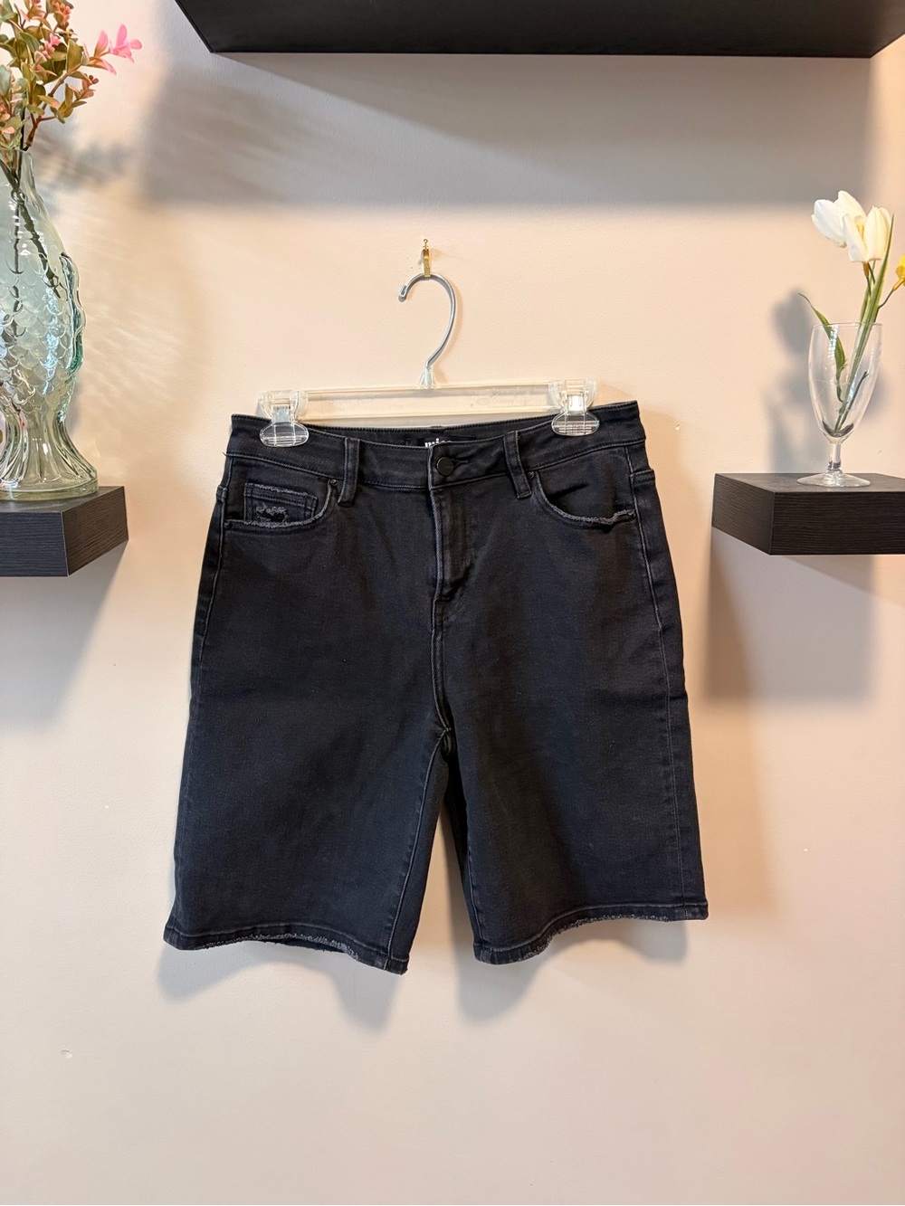 Women's Black Denim Baggy Bermuda Shorts Jorts